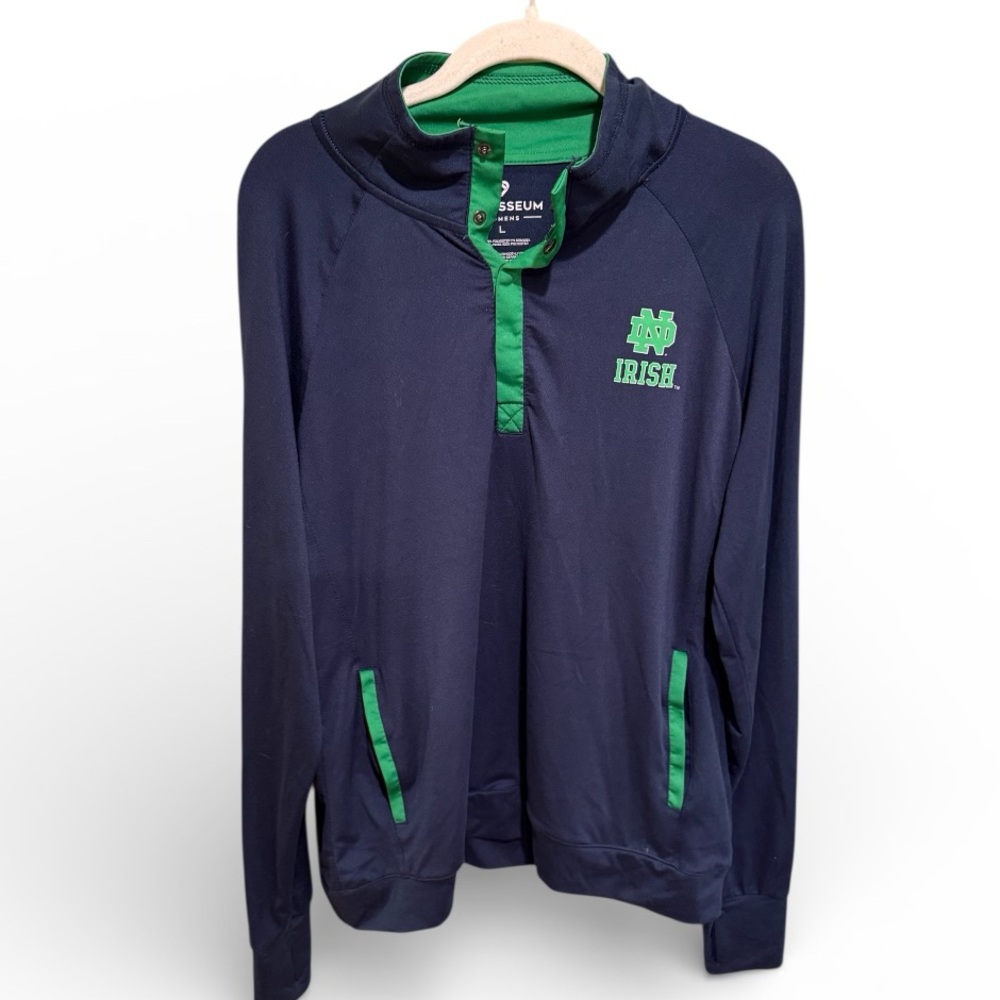 Notre Dame Quarter Snap Navy/Green Women's Performance Jacket Support Your Team!